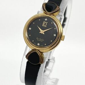 DECOVEN GENEVE 腕時計 ラウンド ドットインデックス 2針 クォーツ quartz Swiss ブラック ゴールド 黒 金 デコーベン デコーヴェン Y635