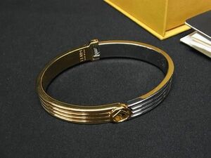 1円 FENDI フェンディ エフイズ ラインストーン バングル ブレスレット アクセサリー 表記サイズ M ゴールド系×シルバー系 FA6547