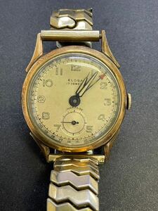 ELOGA エロガ 18K 0750刻印 金時計 総重量41.1g 18金 17石 ゴールド文字盤 メンズ 手巻き 腕時計 動作確認済み