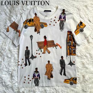 美品 現行タグ 希少XL LOUIS VUITTON ルイヴィトン ニューウォーカーズ メンズ Tシャツ 半袖 コットン マルチカラー 総柄 プリント LV 車