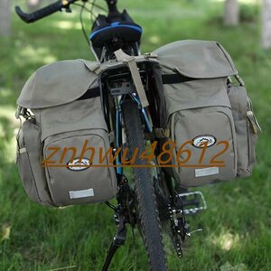 [エスペランザストア]グレー 2 in 1 自転車 バッグ 自転車 リアバッグ 防水 50L 自転車用 サイドバッグ 大型 パニアバッグ レインカバー付