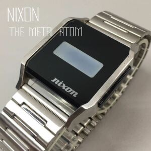 SU■ジャンク■ nixon ニクソン 腕時計 THE METAL ATOM メタルアトム シルバーカラー スクエア デジタル メンズ 時計 クォーツ 中古品