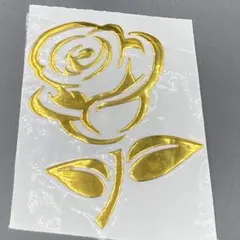 立体　3D ステッカー　エンブレム　シール　薔薇　ローズ　花　金