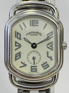 V485-H21-373◎【電池交換済み】 HERMES エルメス ラリー RA2.210 スモセコ ホワイト文字盤 レディース クオーツ 稼働 腕時計 ⑥
