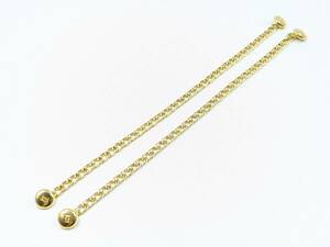 1000円～【希少】★ Cartier カルティエ ゴールド ロゴ刻印 ボタン付きチェーン 全長30cm 総重量37g ×2本 ★ブランド 服飾小物 リメイク