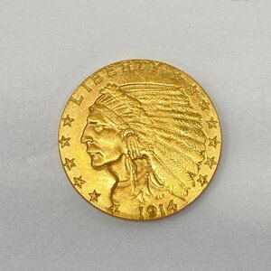 K21.6　アメリカ　インディアン金貨　2 1/2ドル　1914　総重量4.0g【CEAM9037】