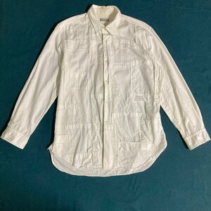 ★コムデギャルソンオム Comme des Garcons Homme 長袖シャツ ホワイト トップス パッチワーク 0.35kg★