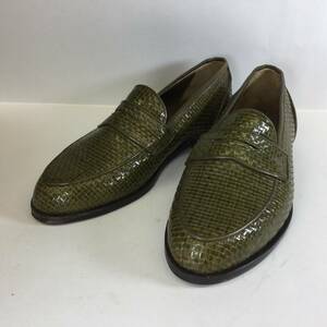 80s Dead stock Vintage Handmade Braided shoes 革靴 編み込み　コインローファー 