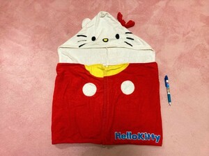 ★USED品!!「Hello kitty」フード付きバスタオル・幅110㎝×縦40㎝★