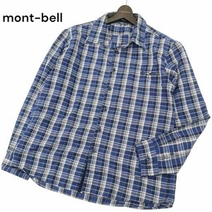 mont-bell モンベル 1104945 速乾★ UVカット WIC.ライト シングルポケット 長袖 チェック シャツ Sz.L　メンズ アウトドア　C4T02054_3#C