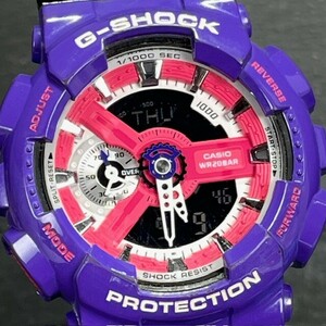 CASIO G-SHOCK カシオ ジーショック GA-110NC-6A 腕時計 クオーツ ブラック アナログ デジタル メンズ 海外モデル パープル 電池交換済み