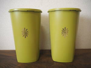 昭和レトロ 未使用 タッパーウエア Tupperware クイーンデコレーター グリーン 保存容器 箱付き 2点まとめて 食品 収納