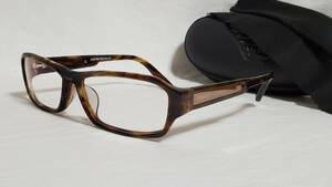 正規美 レア EMPORIO ARMANI アルマーニ アイコンロゴ グラデーションプレート メタルコンビフレームアイウェア茶 眼鏡○サングラス 付属有