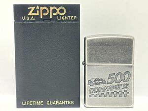 (16) ZIPPO ジッポ ジッポー オイルライター INDIANAPOLIS 500 インディアナポリス ケース付き シルバー系 喫煙グッズ