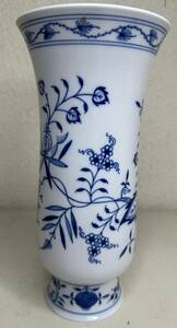 Meissen マイセン ブルーオニオン 花瓶 インテリア 置物 コレクション 陶芸品 高級 白 花 現状品