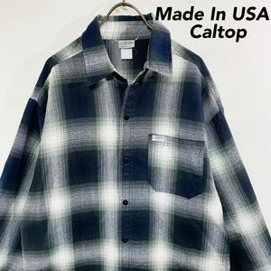 【アメカジの定番】 Caltop カルトップ オンブレチェック 長袖シャツ USA製 美品 M ネルシャツ チェックシャツ アメリカ製 マルチカラー