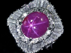 IIM11522SS【1円～】新品【RK宝石】≪Star Ruby≫ 極上非加熱スタールビー 大粒1.85ct 極上ダイヤモンド 1.19ct Pt900 超高級リング ダイヤ