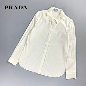 PRADA プラダ フリルカラーデザインブラウスシャツ トップス レディース 白 ホワイト サイズ40*OC706