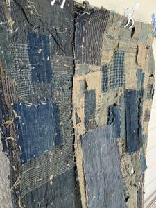 古布⑲　約144×78　藍染　リメイク　素材　パッチワーク　ボロ　かすり　絣　希少　うぶだし　珍品　