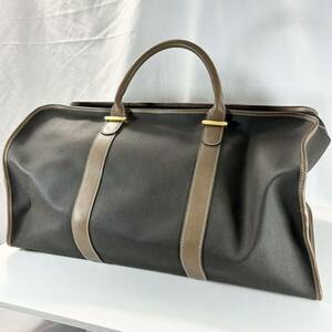 【美品/A4】dunhill ダンヒル PVC×レザー ハンドバッグ ボストンバッグ トラベルバッグ メンズ ダークブラウン系