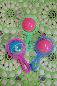 【OM495】昭和レトロポップ赤ちゃんガラガラ３個セットミニチュアサイズベビー玩具ドールハウス