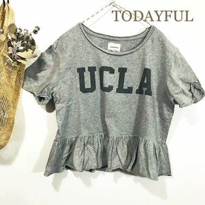 TODAYFUL トゥデイフル　UCLA 半袖Tシャツ フリル付き　カットソー ベイクルーズ　グレー