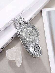 腕時計 レディース セット 輝石装飾クオーツ腕時計&宝石5点セット、ホリデー用
