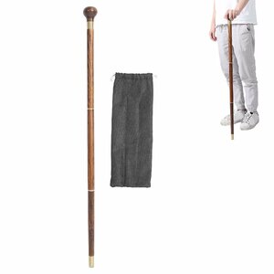 木の杖、3つのセクションの天然木の杖、男性または女性のための手作りの木製のオフセット杖、黒檀の木で作られたハイキング/杖