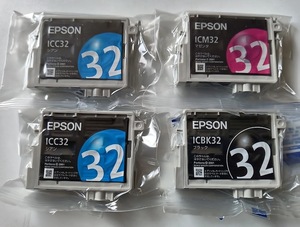 EPSON インクジェットカートリッジ４個セット(ICC32 ×2、ICBK32、ICM32) ※使用期限不明 ジャンク扱いでお願いします。