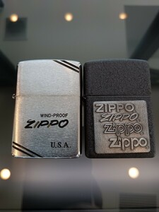 1円 1スタ ZIPPO ジッポー ライター 2個セットオイルライター イタリック 刻印 シルバー ブラック アンティーク ヴィンテージ