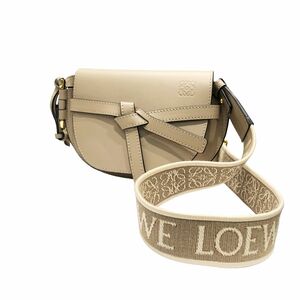 【中古】 LOEWE ロエベ ゲートデュアル バッグ ミニ ショルダーバッグ サンド ベージュ アナグラム レディース 22034933 HO