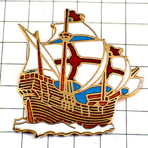 ピンバッジ・コロンブスの帆船ボート波の上◆フランス限定ピンズ◆レアなヴィンテージものピンバッチ