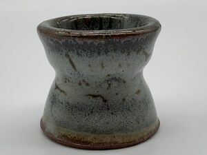 【蓋置】茶道家蔵出し　窯変　天目釉　『立鼓　蓋置』4.7ｃｍ　状態良好　定形外可《蔵出し茶道具　香合　棗　蓋置　大量出品》　K1005Ｃ