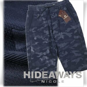 新品1円～★HIDEAWAYS NICOLE ハイダウェイ ニコル メンズ 春夏 カモフラ柄ショートパンツ 44 S ネイビー 正規店本物◆1110◆