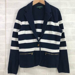 RALPH LAUREN ラルフローレン 金ボタン コットン ボーダー ジャケット SIZE: S ネイビー/ホワイト レディース LU632022122902