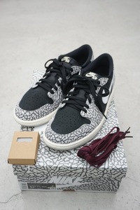 美品 NIKE ナイキ AIR JORDAN 1 エアジョーダン RETRO LOW OG AJ1 スニーカー BLACK CEMENT ブラックセメント CZ0790-001 白黒28.5cm 424O