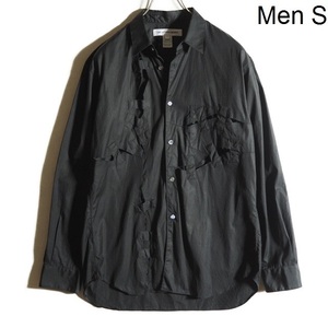 A8487P　▼COMME des GARCONS SHIRT コムデギャルソン シャツ▼フランス製 コットン クラッシュ シャツ 黒 S オーバーサイズ 春夏 rb mks