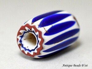 ●わくわくとんぼ玉★ANTIQUE6層ブルーシェブロン中玉A7(長さ約19mm) 蜻蛉玉 アンティークビーズ【2308】【ZB15084A-7】