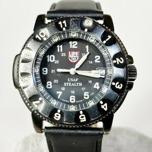 動作品 LUMINOX ルミノックス F-117 ナイトホーク 3400シリーズ デイト ブラック SWISS クォーツ アナログ メンズ 腕時計 稼働品 h500