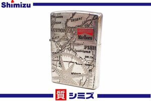 1円 【ZIPPO】 ジッポ マルボロ コンパス ADVENTURE WEST 地図 2001年製 タバコ オイルライター 喫煙具 シルバーカラー◆質屋