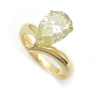 【緑屋質屋】ミキモト　ペアシェイプ ダイヤモンド リング 2.79ct　K18YG【中古】