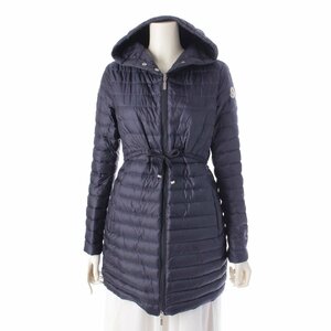 【モンクレール】Moncler 14年 BARBEL バーベル フーディ ジップアップ ライトダウンコート ネイビー 0 【中古】199495