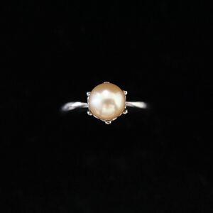 【田崎真珠】TASAKI 刻印 本真珠 パール ミニパール 925 SILVER リング 指輪 約13号 ホールマーク 約6.9mm アクセサリー B87