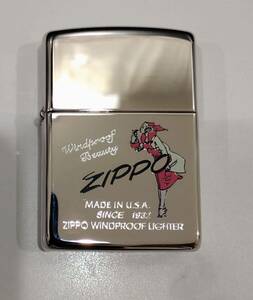 1円～ 未使用 保管品 1996年製 ZIPPO ジッポ オイルライター Windproof Beauty ウィンディ シルバー 銀メッキ 鏡面 USA ヴィンテージ