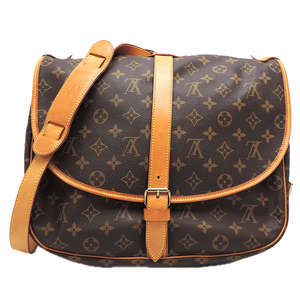 ［飯能本店］LOUIS VUITTON LV ルイ・ヴィトン ソミュール35 M42254（廃番） ショルダーバッグ モノグラム ブラウン レディース DH79794