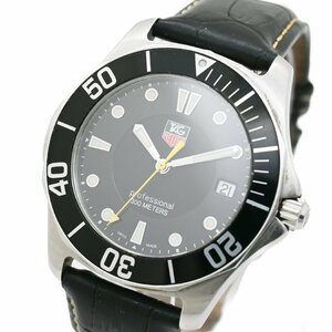 1円 稼働 TAGHEUER タグホイヤー WAB1110 アクアレーサー プロフェッショナル300M QZ デイト 3針 黒文字盤 メンズ 腕時計 317220240423