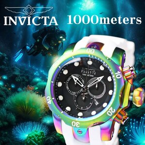 【定価30万→1円】驚異1000m防水 レインボーメタリック 虹色ダイバーズ INVICTA VENOM クロノグラフ 腕時計 メンズ 日本未発売 新品未使用