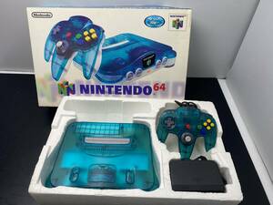 ★NINTENDO64 ニンテンドウ ロクヨン★箱付き 本体 コントローラー クリアブルー NUS-001【中古/現状品/動作未確認ジャンク】