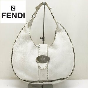 FENDI selleria/ワンハンドル/ハンドバッグ/肩掛け/レザー/ホワイト/金具プレート/フェンディ/レディース/シンプル/F5