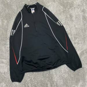 adidas アディダス 90s 90年代 トラックジャケット ハーフジップ スポーツ サイズL ブラック 黒 メンズ トップス 最落なし （E19）